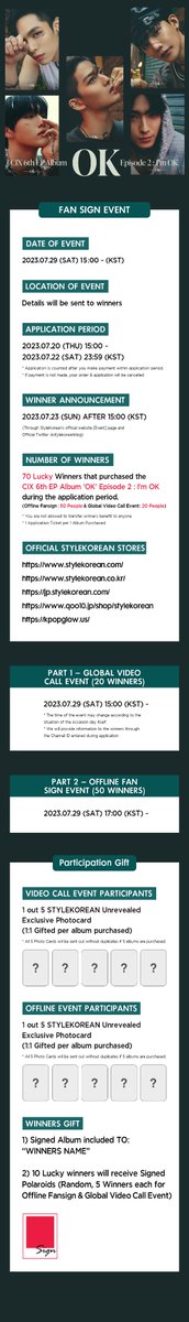 stylekoreanblog's tweet photo. CIX - 6th EP Album [OK Episode 2 : I'm OK] FANSIGN EVENT✨

Apply By
~7/22 23:59 KST

🇰🇷https://t.co/o1W5LM5kx4
🌍https://t.co/wtretTPNmf
🇯🇵https://t.co/jDPAleofjX
🇺🇸https://t.co/0aHO8r6mlS
Q10
https://t.co/kN1Ruq3k07
https://t.co/H7vBywKGaz

#CIX #STYLEKOREAN https://t.co/sm07jvawE4