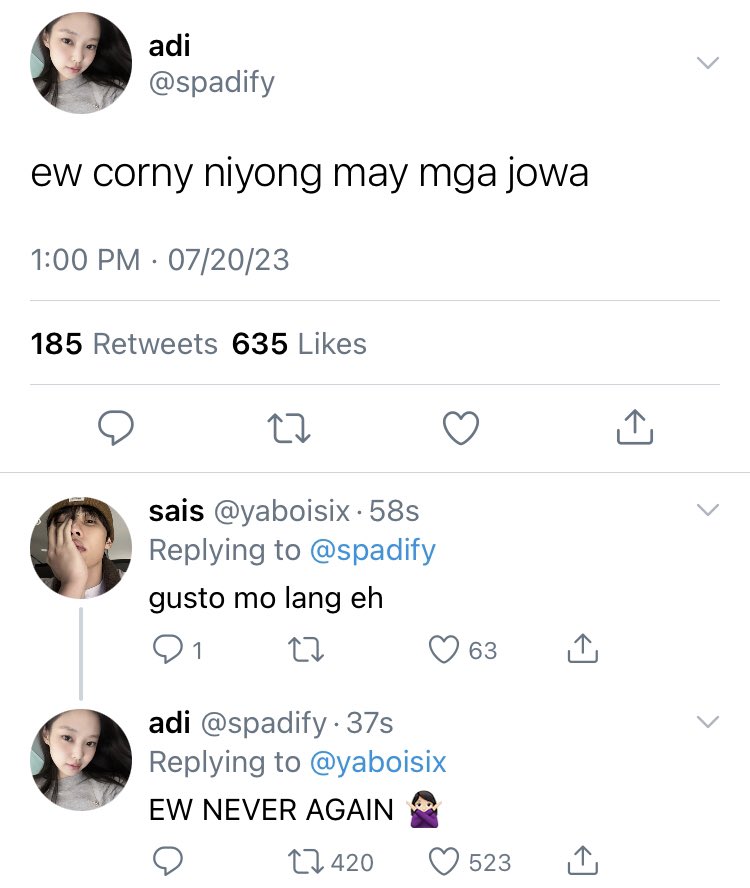 tnfics's tweet photo. a #taennie au wherein adi is hopeless romantic because of her past relationship until she met miguel castro na malayo sa ideal type niya https://t.co/fmDfj8NfOL