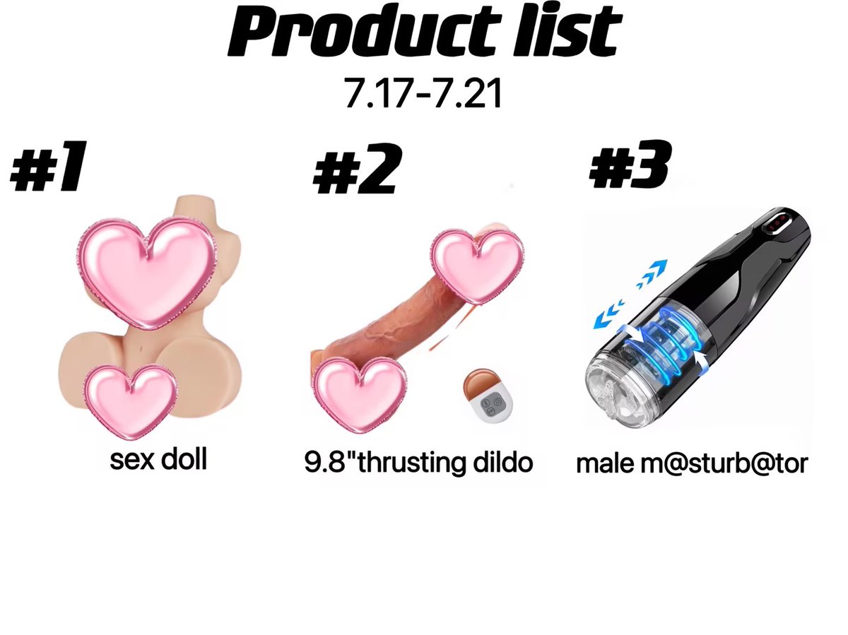 Toys List             
DM TO GET IT FOR FREE!      
    
 #Sextoy #nsfw #onlyfans #free #Dildo #Analvibrator #Thrustingvibrator
