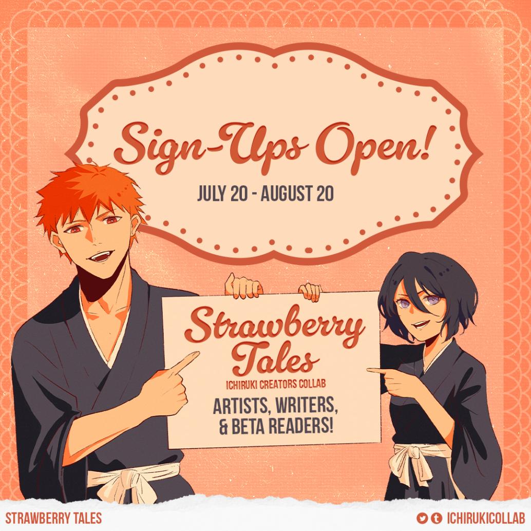 🍓SIGN UPS OPEN🍓
Sign ups for Strawberry Tales: an #ichiruki creators  collab are officially open! We invite everyone to join us in celebrating our favourite power couple by filling out the form below! Sign ups are open until August 20th 11:59pm PST.

🔸forms.gle/obRd9NpH8YxBUN…🔸