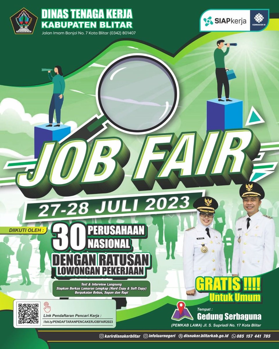 pemkab_blitar's tweet photo. Halo Rekan Naker, Bagaimana Kabarnya? Kali ini mimin mau ngasih kabar gembira nih. Dinas Tenaga Kerja Kabupaten Blitar akan menyelenggarakan JOB FAIR yang akan dilaksanakan pada: https://t.co/tv9ZoqDlTe