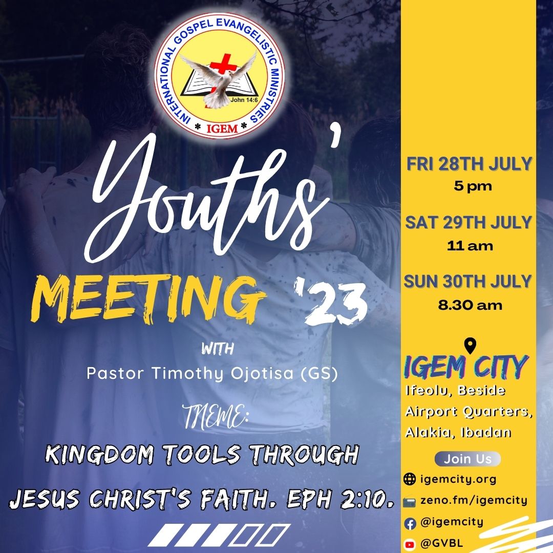 igemcity's tweet photo. Make yourself available for the meeting. Do not miss out. #igem #igemcity #youths #youthsmeeting #kingdomtools #jesuschristsfaith #salvation #blessings https://t.co/gk7G1NeU2R