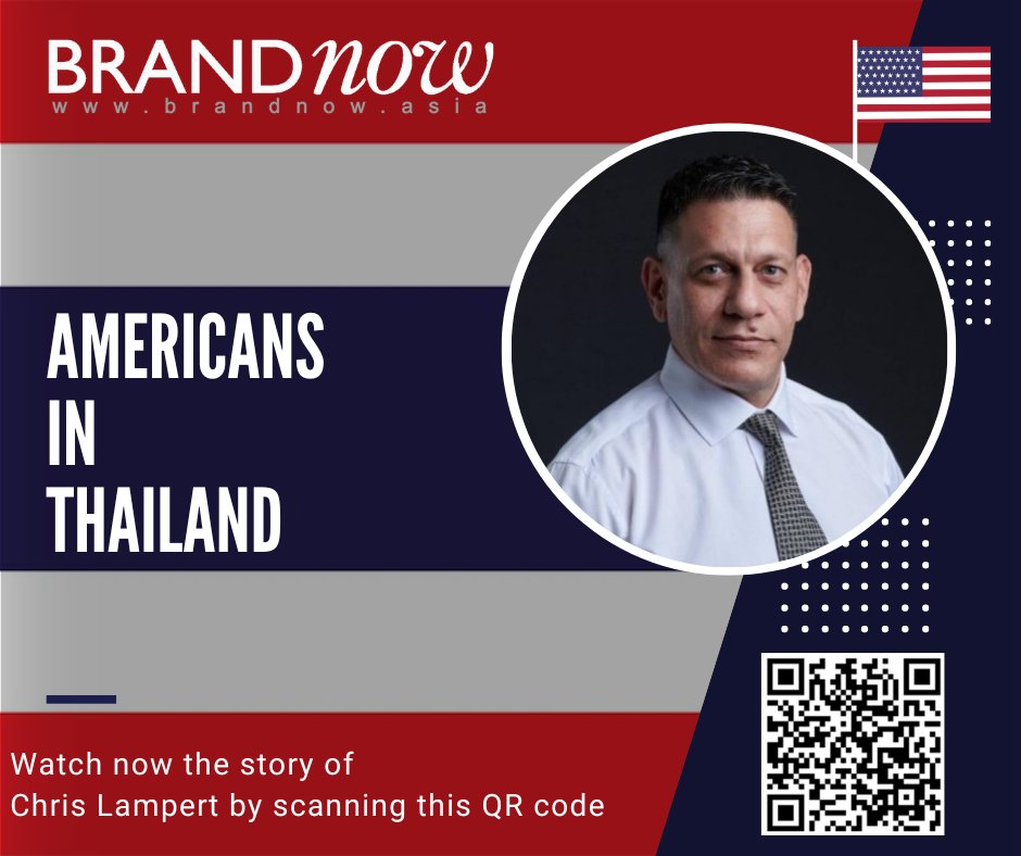 Discover Chris Lampert, Managing Director of Standard English Academy, providing Business English to companies. Watch his inspiring interview &amp; 8 more American entrepreneurs' stories in Thailand on YouTube by scanning the QR. #americans #entrepreneurs #Thailand #networking