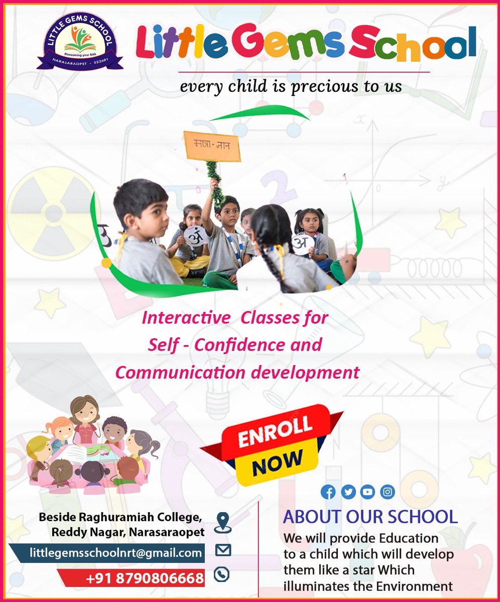 littlegems_nrt's tweet image. Interactive Classes for Self Confidence and Communication development 
Contact : +91 87908 06668
Email     : +littlegemsschoolnrt@gmail.com
#communicationdevelopment #interactiveclasses #bestlearningschool #bestfutureforyourchild #littlegemsschool
#admission2023 #primaryschool
