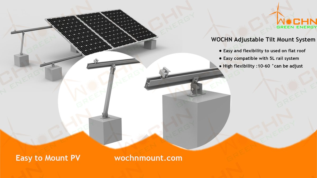 Do you know WOCHN Adjustable Tilt Mount System
Let's take a look at it:💁‍♀️#WOCHN
🔻Angle adjustable to meet different tilt roofs
🔻Height increased to easy get solar power on flat roof🔻 Can used both on flat metal roof or concrete roof Please click  wochnmounting.com
#solar