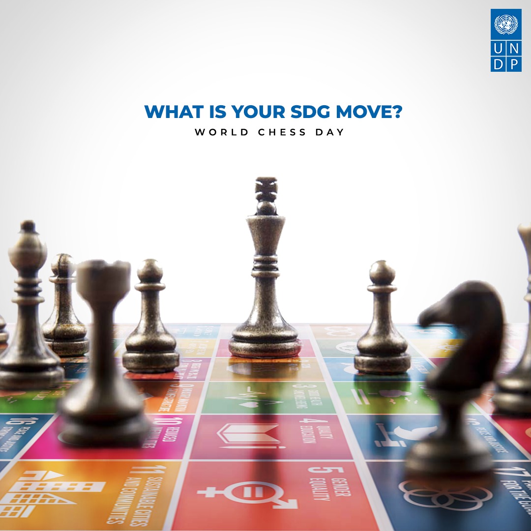 UNDP_BD's tweet photo. We are halfway there to achieve the #SDGs! We must accelerate our moves! On #WorldChessDay♟️ let us know your #SDGMove for contributing to the #GlobalGoals for a better world 🌎 https://t.co/2mX3HgwUk8