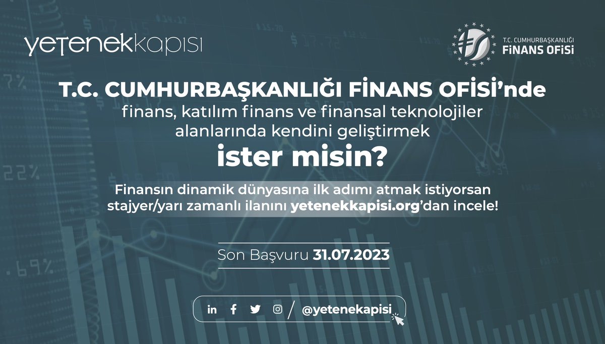 Finansın dinamik dünyasını iş başında öğrenme fırsatı!

Kariyerine finans alanında yön vermek isteyen, araştırmaya ve öğrenmeye açık adaylar, ilan detayları ve başvuru yetenekkapisi.org'da! @tccbiko <a href="/cbfinans/">T.C. Cumhurbaşkanlığı Finans Ofisi</a>

🗓 Son Başvuru: 31 Temmuz 2023
🔗 yetenekkapisi.org