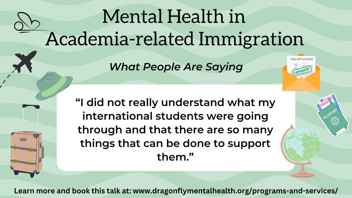 What people are saying about our discrete program “Mental Health in Academia-Related Immigration”! Learn more and book this talk at: dragonflymentalhealth.org/programs-and-s… #AcademicMentalHealth #MentalHealthMatters