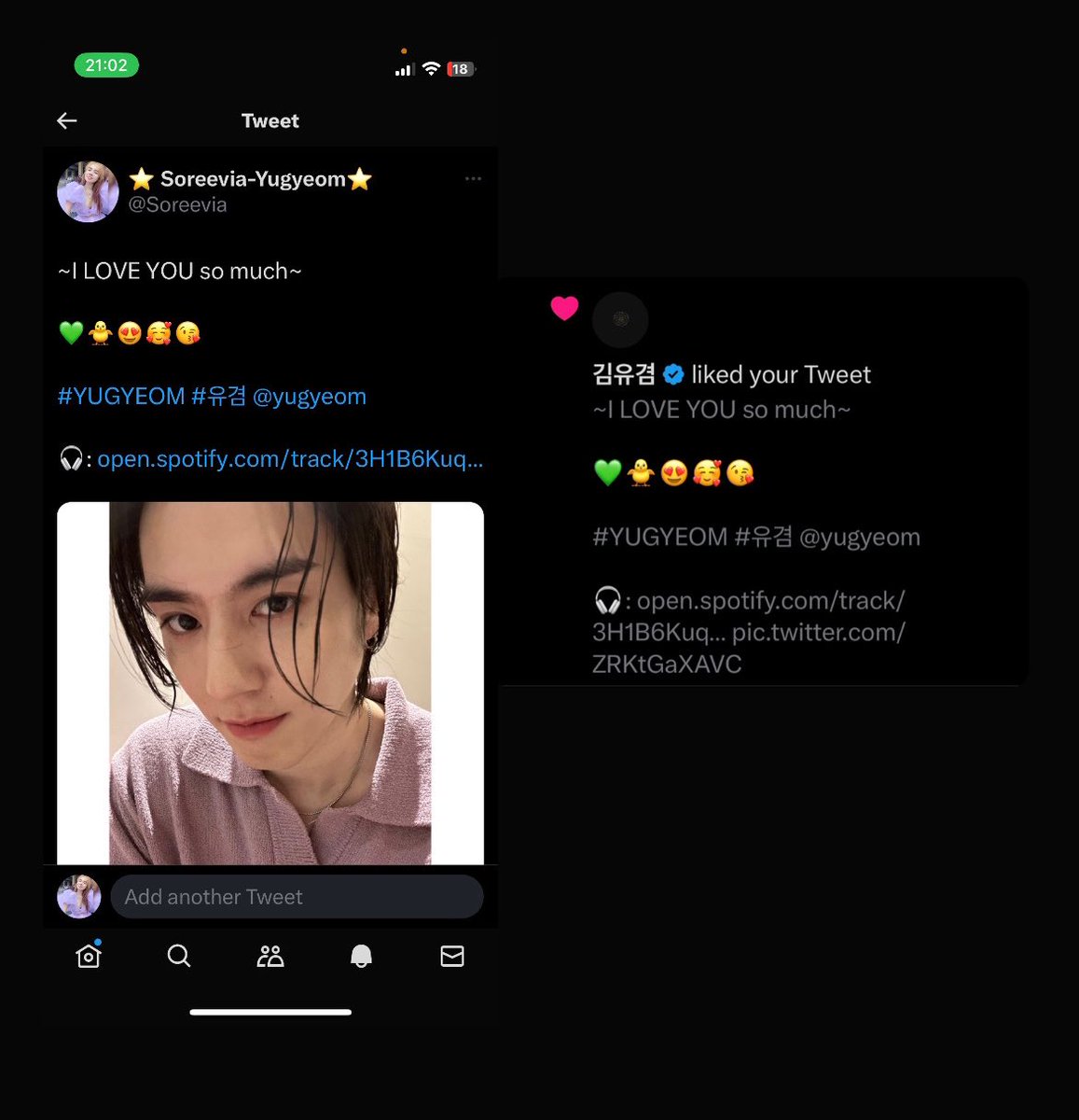 Soreevia's tweet photo. Thank you so much my sweet sunshine for your heart.❤️💚🐥

💚🐥😍🥰😘

#YUGYEOM #유겸 @yugyeom

🎧: https://t.co/g2XRtRBuLv https://t.co/M9k58QQIAC