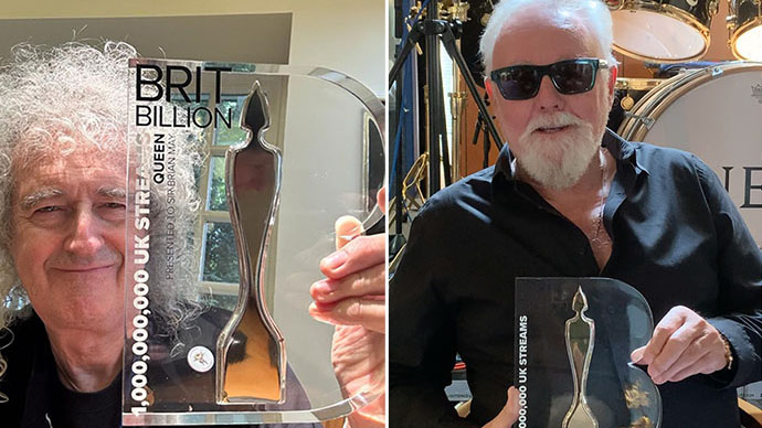 ROCK ICONS @QueenWillRock PRESENTED WITH BRIT BILLION AWARD @DrBrianMay & @OfficialRMT latest artists to receive award celebrating over 1BN UK streams. The BRIT Billion Award celebrates band's outstanding achievement, calculated by @officialcharts. brianmay.com/queen-news/202…