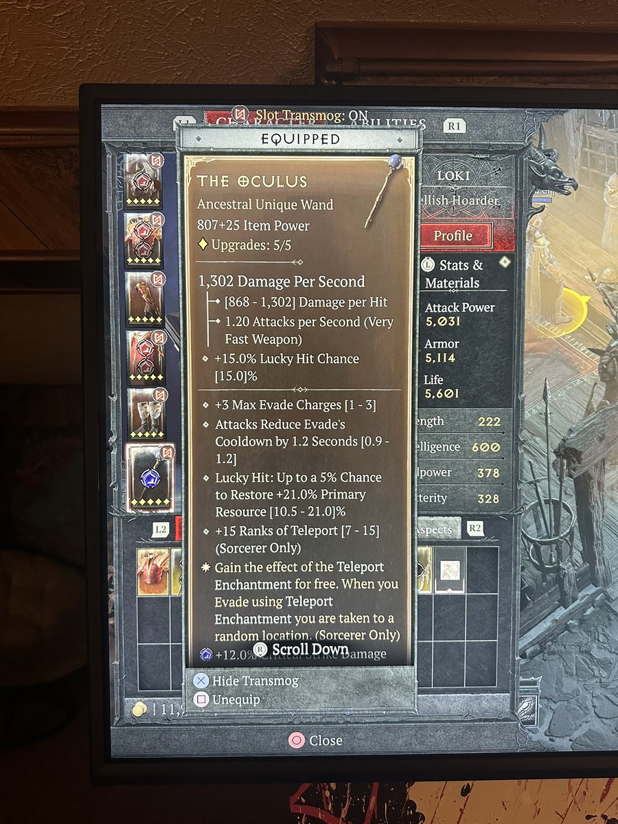 Michael_Brown85's tweet photo. Picked up a max roll oculus wand and it’s bugged to where 50% of the time where you use the evade you get stuck in the map and have to teleport back to town lmao. So it’s useless as of right now. #DiabloIV #bug #pleasefixthis https://t.co/lgiVmeCHrP