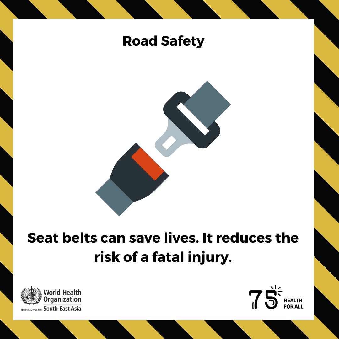 WHOMalaysia's tweet photo. Even though you are traveling short distance, ensure that you and your loved ones always wear your seat belts to remain safe and secure🚗

It can save lives.

#roadsafety #seatbelts https://t.co/mxruyW7PVA
