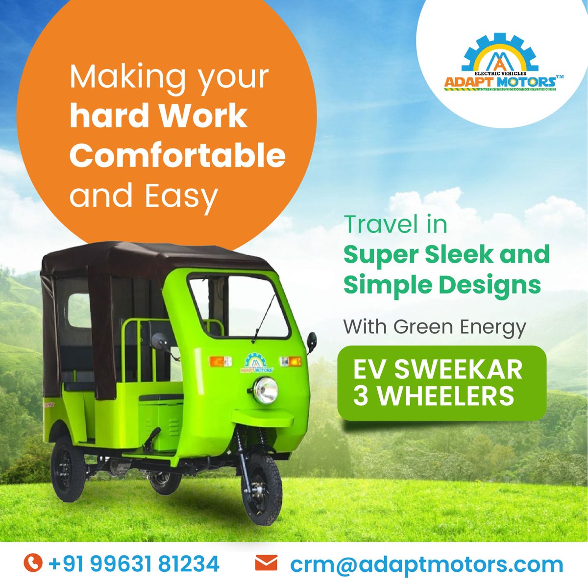 adaptmotors's tweet photo. Making your hard Work Comfortable and Easy
Call - +91 9963181234
crm@adaptmotors.com
#electricvehicle #ev #electricmobility #gogreen #electric #electricvehicles #ecofriendly #goelectric #technology #evcharging #sustainability #electrical #zeroemission #threewheeler #trikes https://t.co/Ix5xJnan59