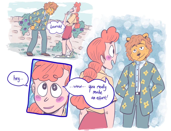 I always forget to update twitter with latest princess Beast since I don't really get much engagement here!   Lately, our main character is out with a lion. Readers have been speculating on whether or not he is a narcassistic dweeb!   It says so much that readers expect doom 🫣