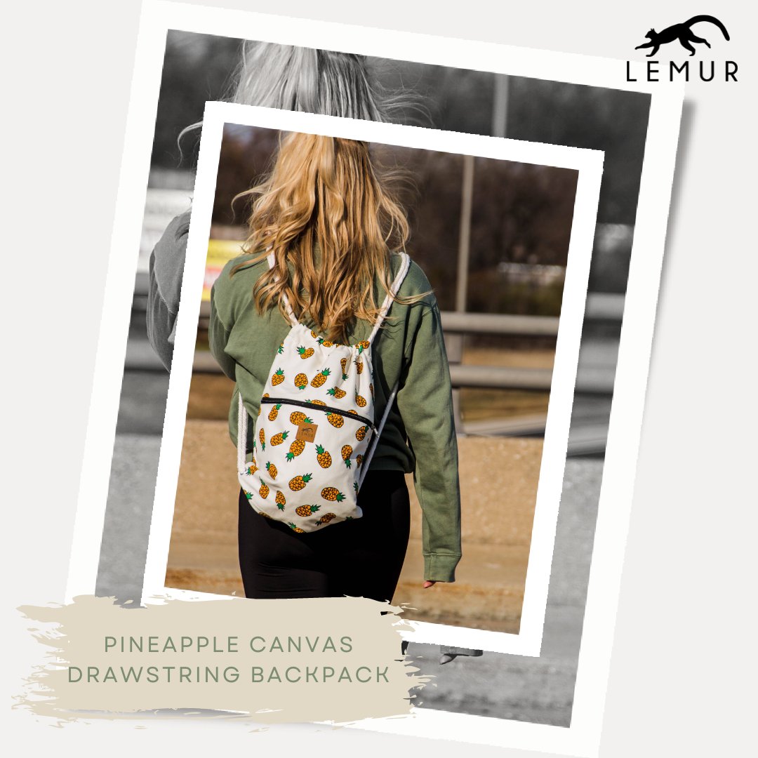 LemurStyle's tweet image. Our PINEAPPLE CANVAS DRAWSTRING BACKPACK is a lightweight everyday bag perfect for a backpack, sports, beach, festivals, school, hiking, gym, yoga, shopping, or travel. Get yours by tapping on the link in our bio!

#LemurBags #funky #drawstringbags #backpack #lemur #lemurs