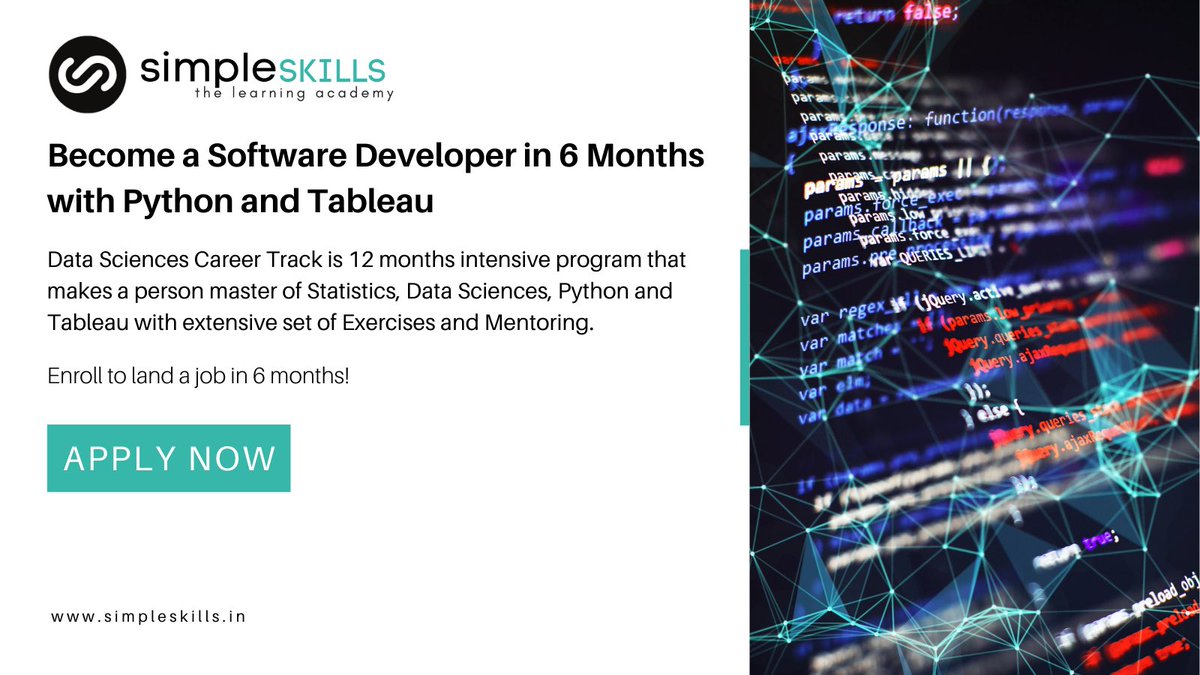 simpleskillsa's tweet photo. SimpleSkills helps Engineers at different junctures with its unique learn right approach to easily get a job and succeed in it.
#skills #coding #communication #webskills #programming #javascript #python #tableau #statistics #softwaredeveloper #datascience https://t.co/6vd1ZzpTae