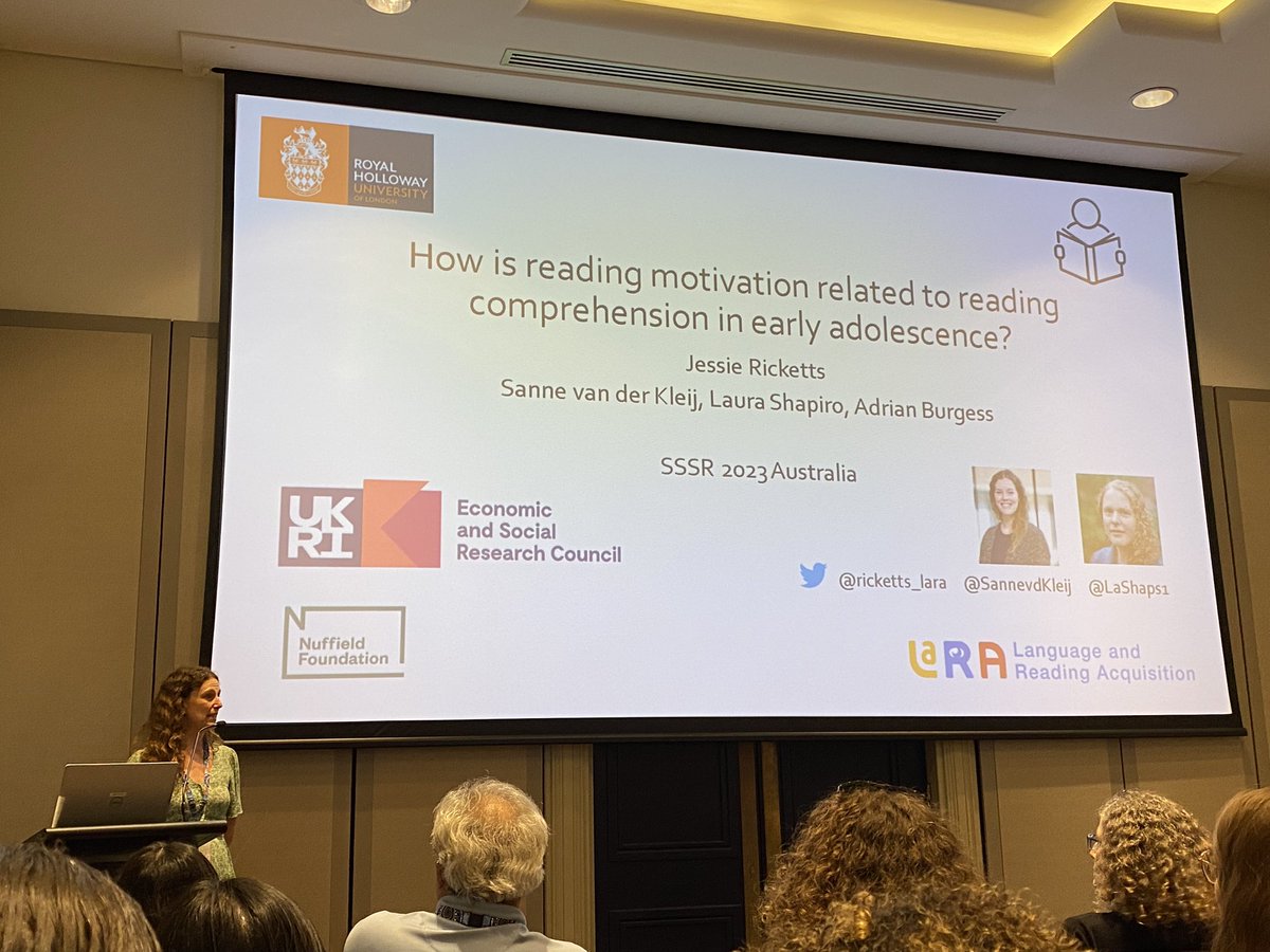 Learning about motivation and reading comprehension in early adolescence. Motivation is indirectly related to reading comprehension but still very important! <a href="/ricketts_lara/">Jessie Ricketts, moving to @rickettslara.bsky</a> <a href="/LaShaps1/">Dr. Laura Shapiro @lashaps.bsky.social</a> #SSSR2023