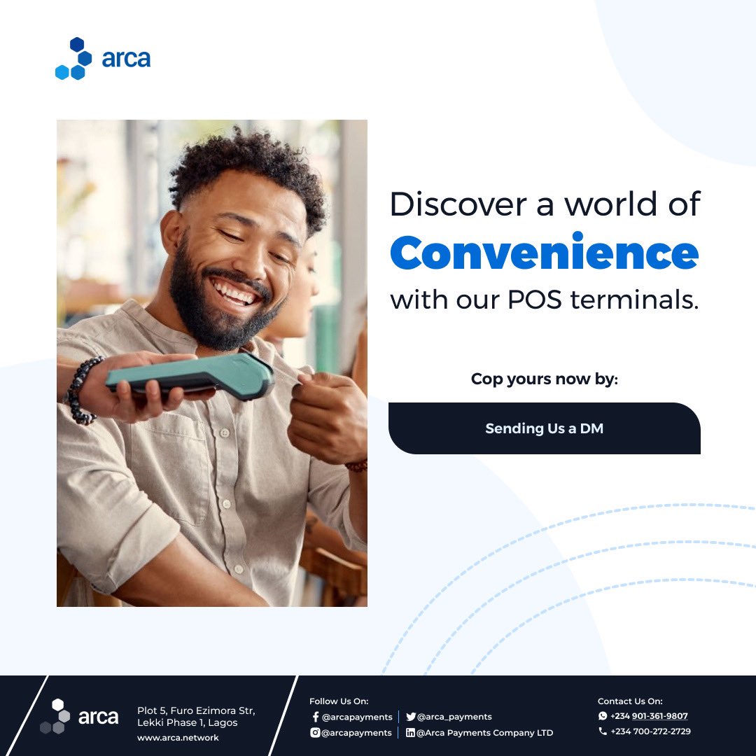 arca_payments's tweet image. Experience convenience and speed with our POS terminals.

Get one for your business today by simply sending us a DM.

#Arcacares
#convenientbanking 
#easytransaction 
#fintech