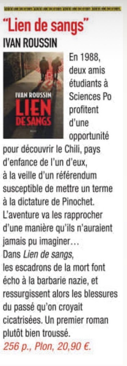 EditionsPlon's tweet photo. « Lien de sangs » le premier roman d’Ivan Roussin est dans la sélection polars de l’été de @VSDmag : « Un premier roman plutôt bien troussé » ! Merci @VSDmag. @ivanroussin @LiseBoell @Lisez_officiel @Editis_officiel @EmmaAnthonioz https://t.co/8Za7Wtkraa