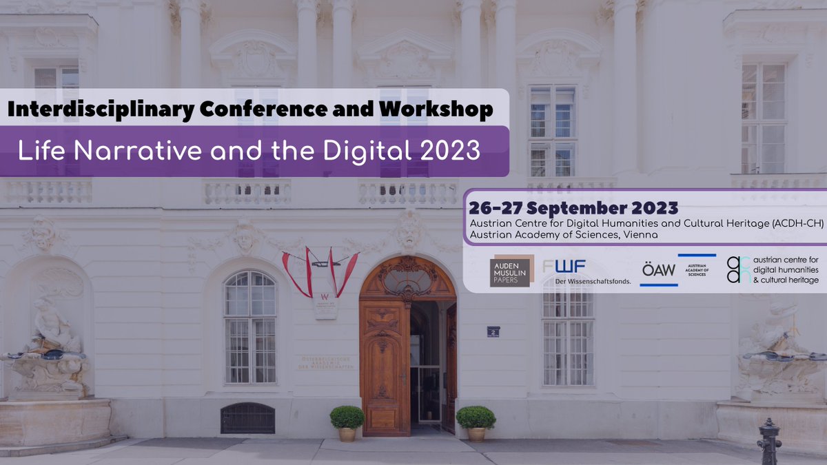 AtClariah's tweet photo. #DigitalBio2023: On September 26 and 27, the @ACDH_OeAW is hosting
>Life Narrative and the Digital: An Interdisciplinary #Conference & #Workshop<
👉 https://t.co/ue0i7e8gS1
@AMP_OeAW https://t.co/baSnmokuIt