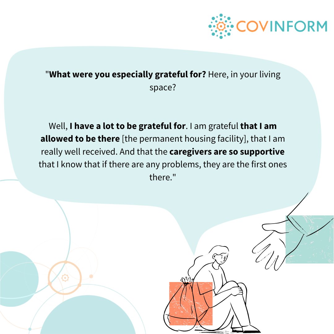 Although many #women reported feeling isolated, lonely and anxious or that other inhabitants didn't take measures as seriously, many also emphasized great thankfulness for the permanent housing facility they are residing in:  

#covid #peh #homelessness #pandemic #experience