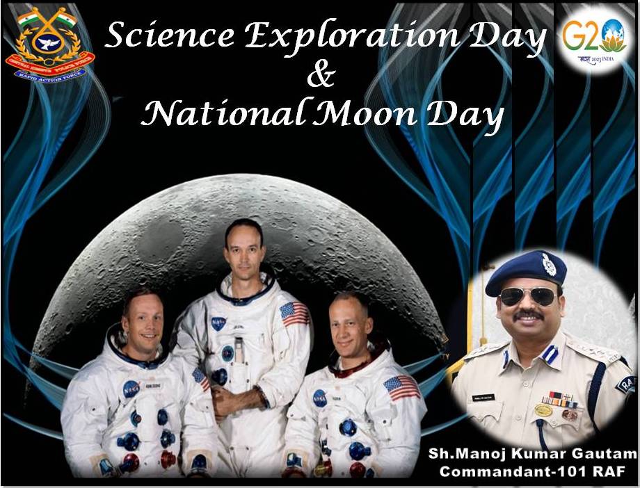 101_raf's tweet photo. #ScienceExplorationDay (also known as Moon Day) is celebrated every year on 20 July. Sh. Manoj Kumar Gautam, Comdt-101 RAF told On this day in 1969, Neil Armstrong and Edwin 'Buzz' Aldrin became the first humans to walk on the surface of the Moon.# https://t.co/UWzfAaarq3