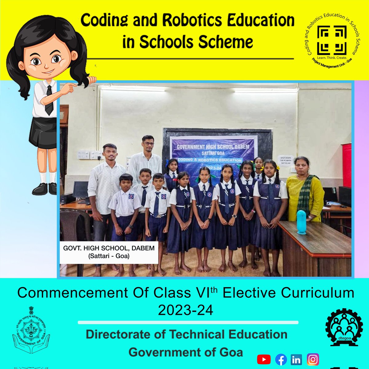 cares_goa's tweet photo. Commencement of class VI Elective Curriculum in 100+ Lead Schools in Goa
- Coding and Robotics Education in Schools Scheme (CARES)
#coding #robotics #TFG #pmu #india #goa #CARES #education
#computationalthinking #nep2020 #electivecurriculum #advancedcurriculum #leadschools https://t.co/P540Zef7H9