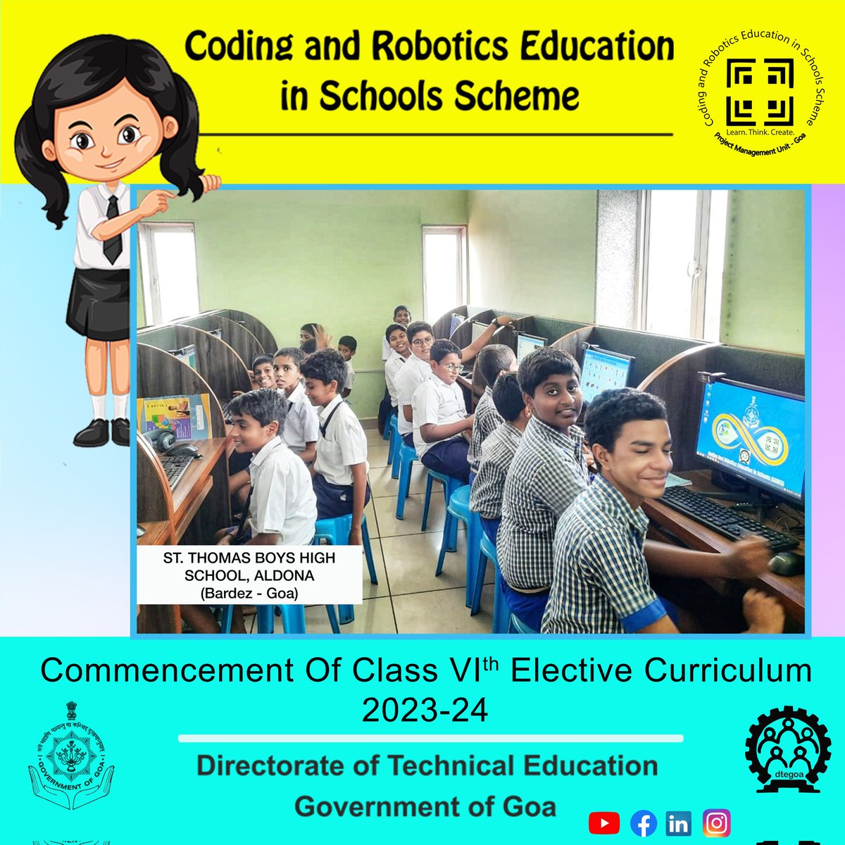 cares_goa's tweet photo. Commencement of class VI Elective Curriculum in 100+ Lead Schools in Goa
- Coding and Robotics Education in Schools Scheme (CARES)
#coding #robotics #TFG #pmu #india #goa #CARES #education
#computationalthinking #nep2020 #electivecurriculum #advancedcurriculum #leadschools https://t.co/P540Zef7H9