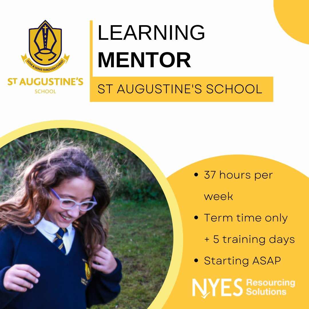 NYESResourcing's tweet image. Calling all Learning Mentors!

St Augustine’s Catholic School is on the hunt for a passionate individual to join their pastoral team and help students unlock their full potential.

Apply Now: rebrand.ly/073e9e

#LearningMentors #StAugustines #JoinOurTeam #EducationJourney