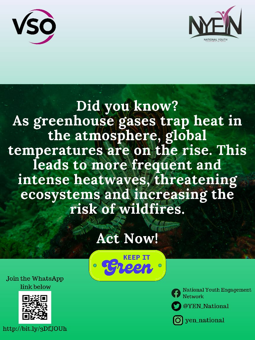 JamilaMusa003's tweet photo. Greenhouse gases trap heat in the atmosphere, which increases carbon dioxide levels thereby causing a threat to the livelihood of coastal communities, intense heat Waves and risk of wildfires.
@YEN_National
Whatever you can do to end 
#ClimateCrises #ActNow 
#NYEN
#VSO_Nigeria https://t.co/mJfoSyiDQO