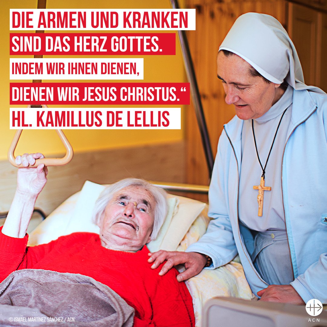 kircheinnot's tweet photo. Am #Festtag des heiligen Kamillus de Lellis, dem Schutzpatron des #Gesundheitspersonals und der #Kranken, wollen wir für alle Krankenschwestern, Ärzte und #Religiösen beten, die in Krankenhäusern auf der ganzen Welt arbeiten. https://t.co/CPVOe8NpuH