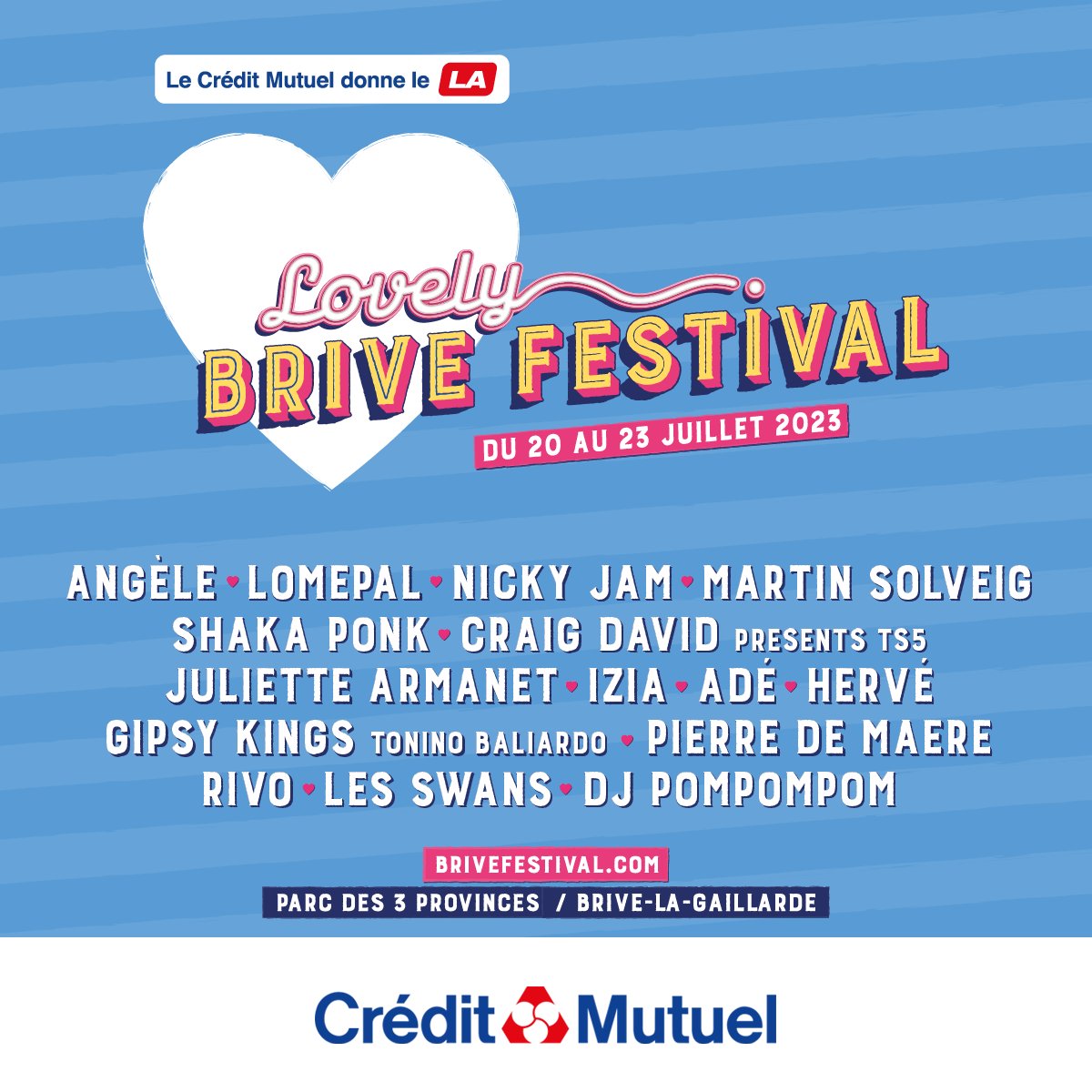 CreditMutuel's tweet photo. Le Crédit Mutuel donne le LA aux #festivals que vous aimez ! Ce weekend, rendez-vous au @cosmo_jazz au @BriveFestival. https://t.co/2amMJDO3JF