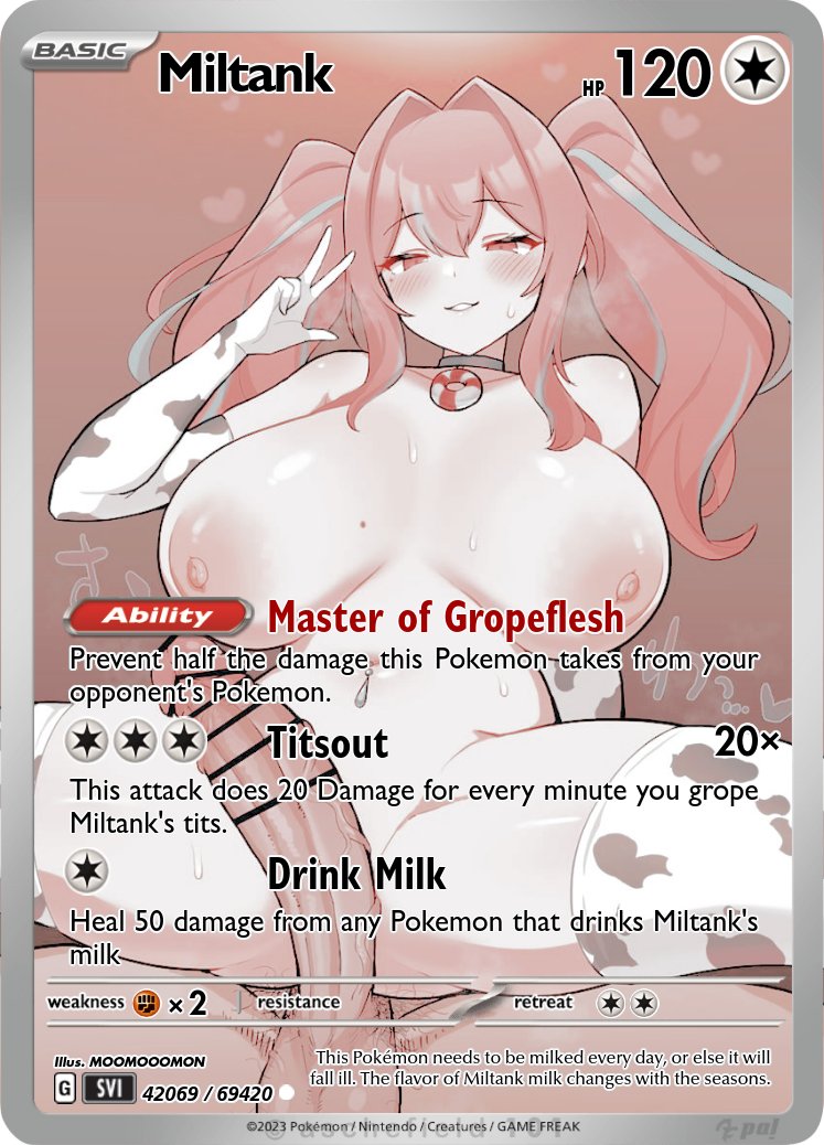 It  seems  that  the  Pokemon  Company  has  just  learned  about  Miltank's  𝐌𝐀𝐑𝐊𝐄𝐓𝐀𝐁𝐋𝐄,  𝐂𝐔𝐌𝐓𝐑𝐈𝐁𝐔𝐓𝐄-𝐁𝐀𝐈𝐓𝐈𝐍𝐆,  𝐒𝐐𝐔𝐈𝐒𝐇-𝐔𝐃𝐃𝐄𝐑𝐒  and  her  𝐒𝐋𝐀𝐏,  𝐆𝐑𝐎𝐏𝐄,  &amp;  𝐏𝐔𝐍𝐂𝐇-𝐈𝐍𝐕𝐈𝐓𝐈𝐍𝐆  𝐏𝐇𝐘𝐒𝐈𝐐𝐔𝐄.

So  they  dropped  this!