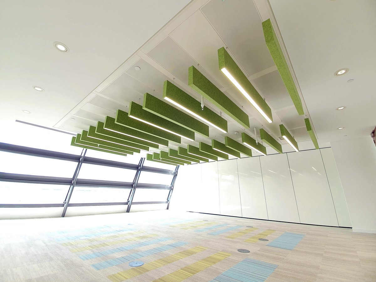 Acoustic solutions, crafted from recycled PET fibers, offer exceptional sound absorption while minimising environmental impact. Embracing eco-friendly choices in our workspaces for a greener future! 🌿🏢 

#SustainableOffice #EcoDesign #GreenWorkspace #ThursdayThoughts