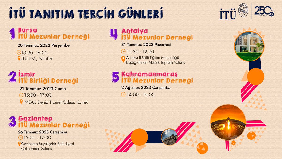 itu1773's tweet photo. İTÜ Tanıtım ve Tercih Günleri kapsamında, Mezun Derneklerimiz işbirliğiyle Türkiye'yi geziyoruz. 📢

Üniversitemiz ve bölümlerimiz hakkında aklınızdaki tüm sorulara cevap bulabileceğiniz tanıtım etkinlerini kaçırmayın! 🐝🎯 #İTÜlüOlmayaHazırMısın?

#Tercih2023 #TercihimİTÜ https://t.co/FWfdyIiK85
