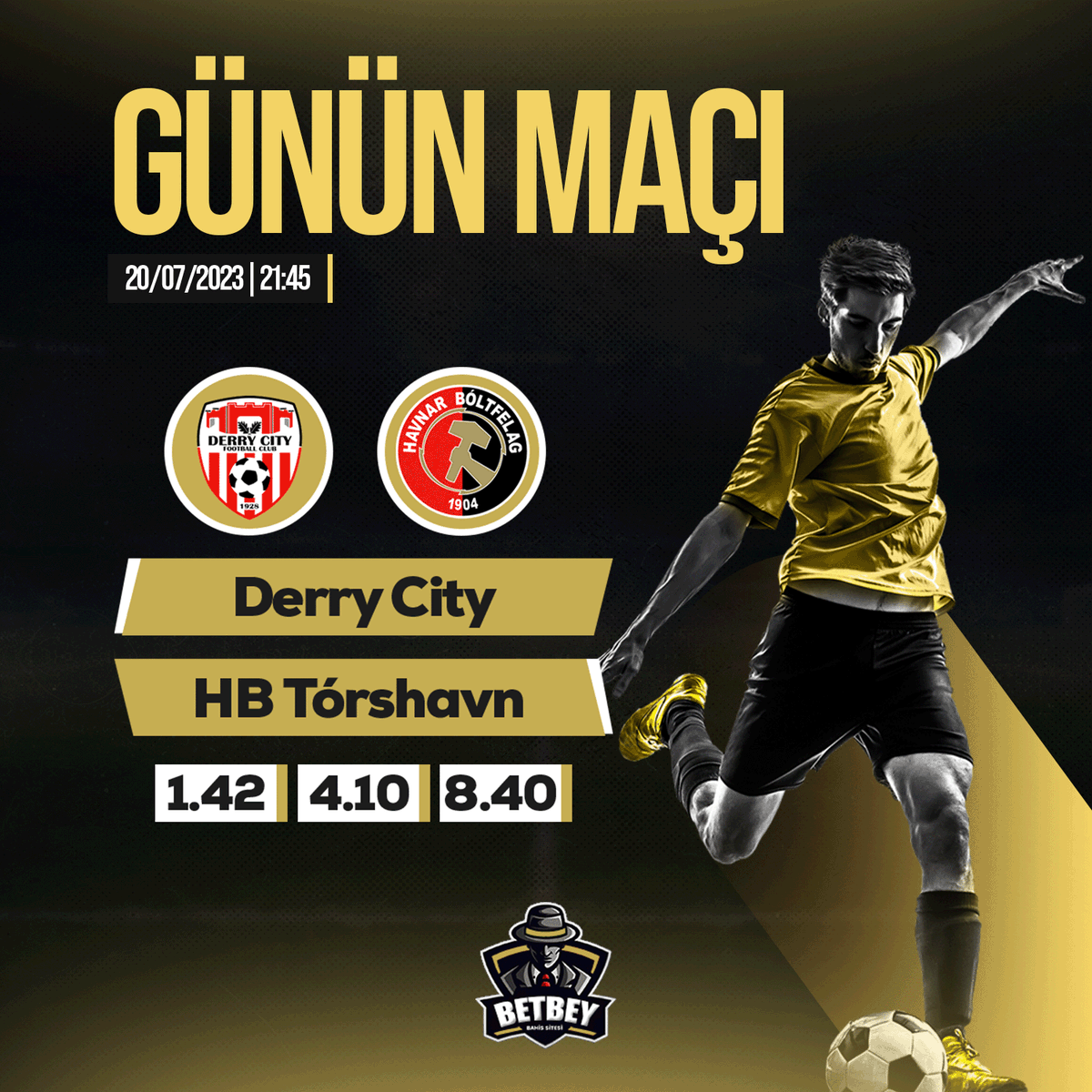 💥 Günün Maçı #Betbey'de!

⌛️ 21:45

⚽️ #DerryCity  ⚔️  #HBTörshavn⚽️

✔️ Karşılaşma Heyecanı Ve  En yüksek Oranlar İçin;
🔗 bburl.net/bbgiris