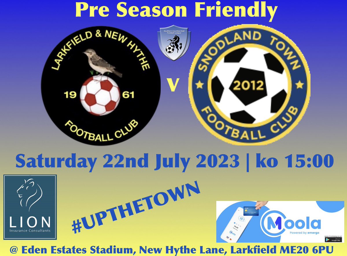 snodlandtownfc's tweet photo. NEXT UP ⚽️
This coming Saturday “THE TOWN” take the short journey to the @EdenEstateAgent stadium, where we take on neighbours @LNHFC1961 in our 6th game of a busy pre season. Ko 15:00 @SCEFLeague @LionInsurance
#UPTHETOWN #BlueYellowarmy 💙💛💙💛 https://t.co/HzJZQj8iUB