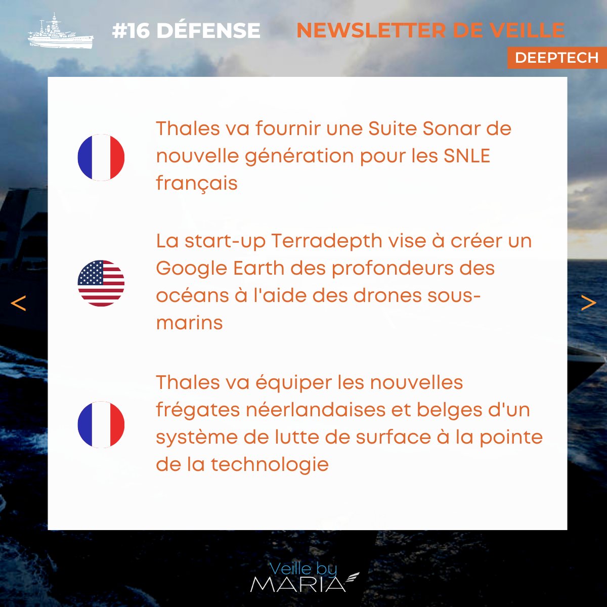 ConseilMaria's tweet photo. La #veille by MARIA vous partage sa sélection d'actualités du secteur de la #défense

Accédez gratuitement à la version intégrale de notre newsletter mensuelle 👉🏻 https://t.co/XCCv6GFoZI

Restez informé et abonnez-vous à nos newsletters sectorielles 👉🏻 https://t.co/7wt6hYOIdA https://t.co/SXddIHjKwZ