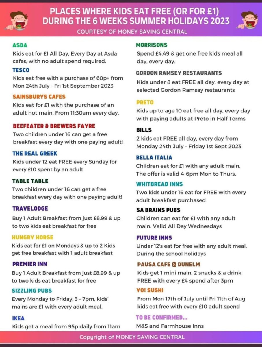 For those with kids over summer. As a once famous advert said … every little helps