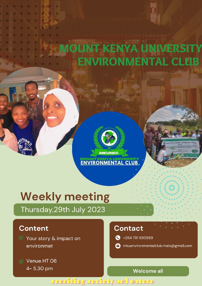 Join us today for a story telling session @MountKenyaUni HT 06 4:00-5:30Pm EAT.
What is your personal story on how you become an environmentalist?
It will be an interactive session.
#LIVErary #LivingBooks @k_iuesa @Environment_Ke @KWamatangi @NemaKenya @RukiaAhmed101