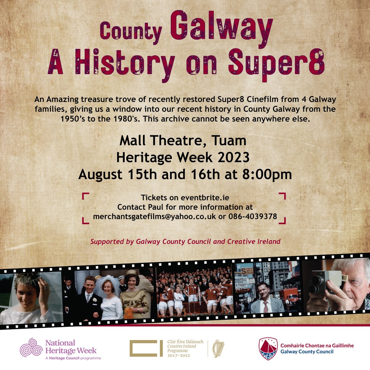 Paul Murphy (@savepaulmurphy) on Twitter photo I am putting on screening of archive footage for <a href="/HeritageWeek/">National Heritage Week</a> 2023 in Tuam. This time from 4 different private collections. Filmed on Super8 from 1957 to 1981, it's amazing. 2 screenings, booking is through eventbrite
eventbrite.ie/e/652625298837
eventbrite.ie/e/654775389817 I am putting on screening of archive footage for <a href="/HeritageWeek/">National Heritage Week</a> 2023 in Tuam. This time from 4 different private collections. Filmed on Super8 from 1957 to 1981, it's amazing. 2 screenings, booking is through eventbrite
eventbrite.ie/e/652625298837
eventbrite.ie/e/654775389817