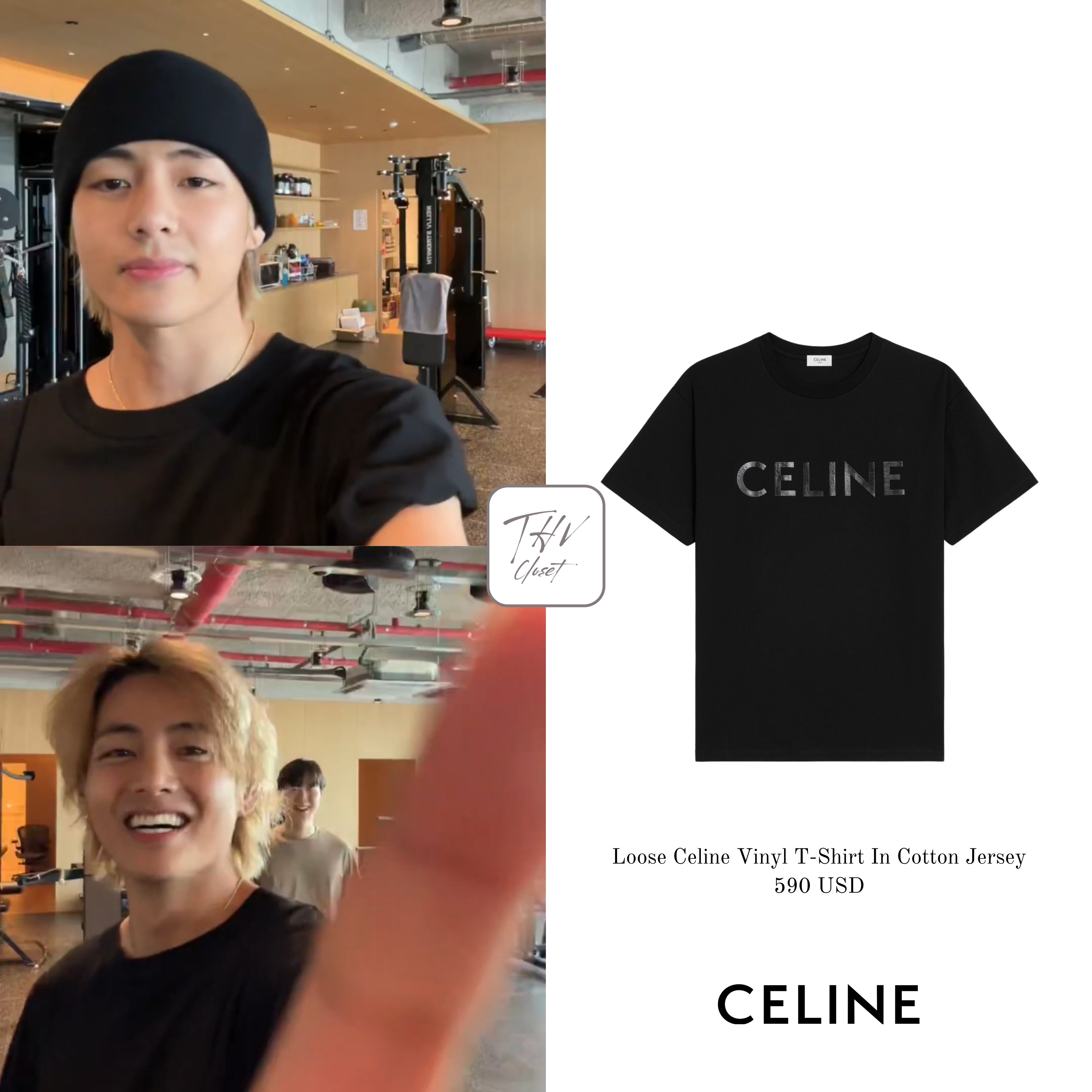 LOOSE CELINE T-SHIRT IN COTTON JERSEY WITH STUDS