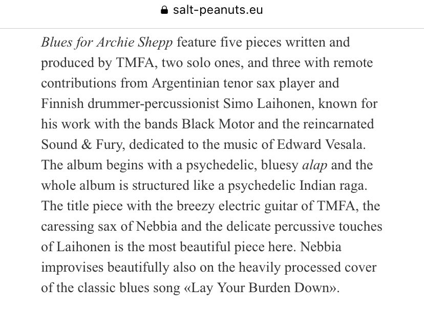 Thanks to @EyalHareuveni for this review of Blues for Archie Shepp
#spiritualjazz
#outsidermusic 
#experimentalmusic 
#psychedelicmusic