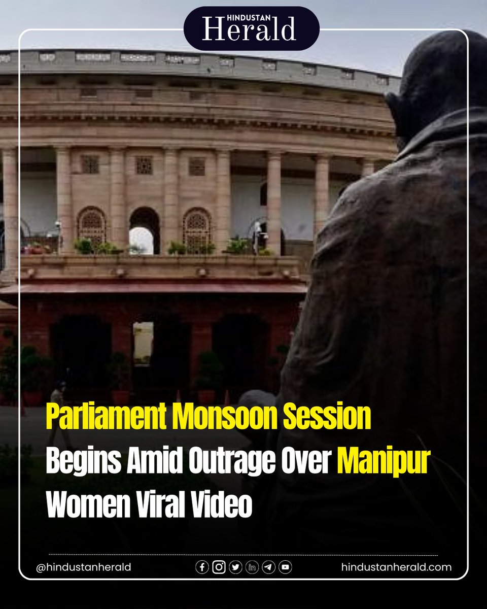 hindustanherald's tweet image. Parliament Monsoon Session starts with outrage over #ManipurWomenViralVideo. Stormy debates ahead! Follow @hindustanherald for updates. #BJPvsOpposition #MonsoonSession #HindustanHerald