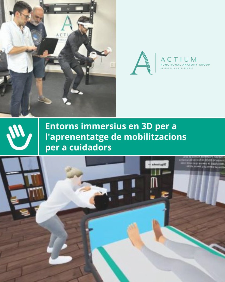 ColFiCat's tweet photo. 👩‍💻 El grup de recerca @actium_anatomy, guardonat amb el premi al Fisioterapeuta de l’Any 2022 pel CFC, ha col·laborat en el desenvolupament d’entorns immersius en 3D per a l'aprenentatge de mobilitzacions per a cuidadors informals i sanitaris. https://t.co/AvY3twhtjX