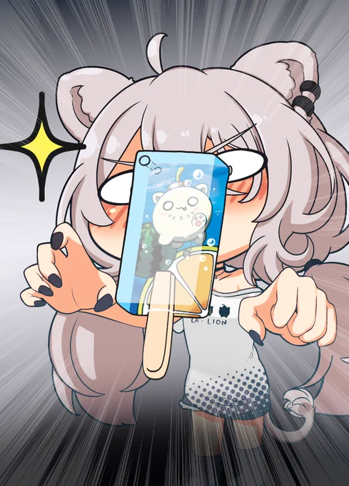 アクキーの台紙にこんな感じのししろん描いてみたけど 多分こうなりそうで頭抱えてr  ポストカードにするか…?