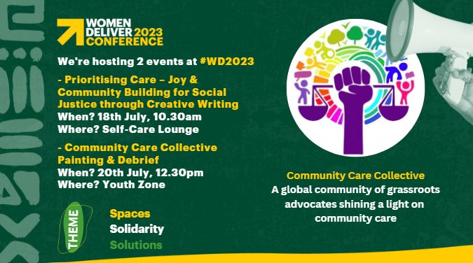 CommunityCareCollective (@communitycare__) on Twitter photo Our final event #WD2023 is today!
Again, bringing the arts to <a href="/WomenDeliver/">Women Deliver</a> thru painting a collective mural! 🎨
Come paint with us, as we debrief with fellow youth advocates about the trials & tribulations of being a young person in these kinds of spaces…
Youth zone, 12:30 Our final event #WD2023 is today!
Again, bringing the arts to <a href="/WomenDeliver/">Women Deliver</a> thru painting a collective mural! 🎨
Come paint with us, as we debrief with fellow youth advocates about the trials & tribulations of being a young person in these kinds of spaces…
Youth zone, 12:30