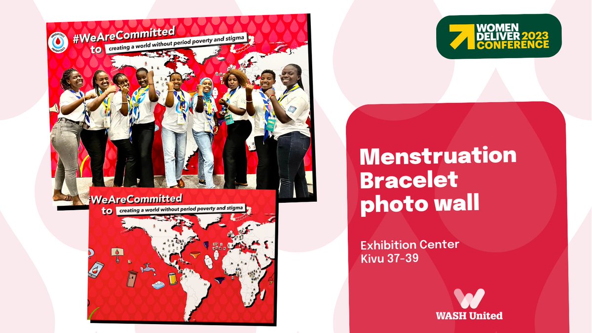 It is the last day of #WD2023. If you have not yet been added to the #WeAreCommitted photo wall: come by our booth in the exhibition area Kivu 37-39 to take your #menstruationbracelet photo. #menstruationmatters