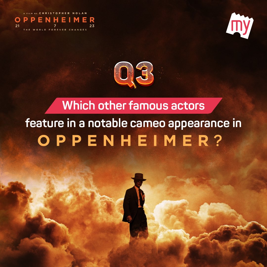 bookmyshow's tweet photo. @wbpictures @warnerbros Answer the last question correctly and exciting merchandise awaits you!!
.
.
#BMSContestAlert #OppenheimerWithBMS #ContestAlert #ContestAlertIndia #MovieMerchandise #Merchandise #BookMyShow @wbpictures @warnerbros https://t.co/APuxPhDHfy