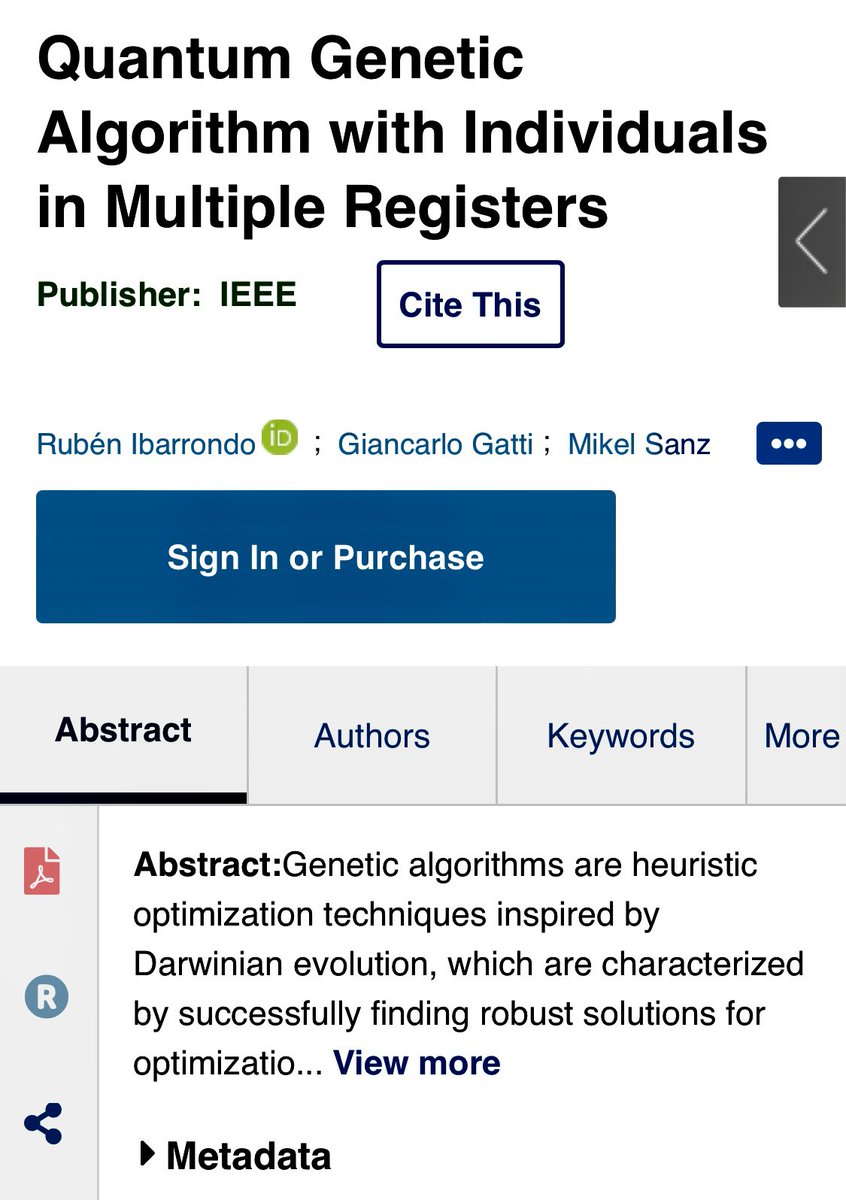 🚨New paper published at IEEE Trans. on Evolut. Comp. ieeexplore.ieee.org/document/10186… we present a fully quantum genetic algorithm suitable for distributed quantum computing. Congrats <a href="/raist272/">Rubén Ibarrondo</a> &amp; <a href="/Gatgian/">Giancarlo Gatti</a> for this great work! <a href="/OpenSuperQPlus/">OpenSuperQPlus</a> @ehuscientia <a href="/Ikerbasque/">Ikerbasque</a> <a href="/NquireC/">NQUIRE Center</a> <a href="/BCAMBilbao/">BCAM</a>